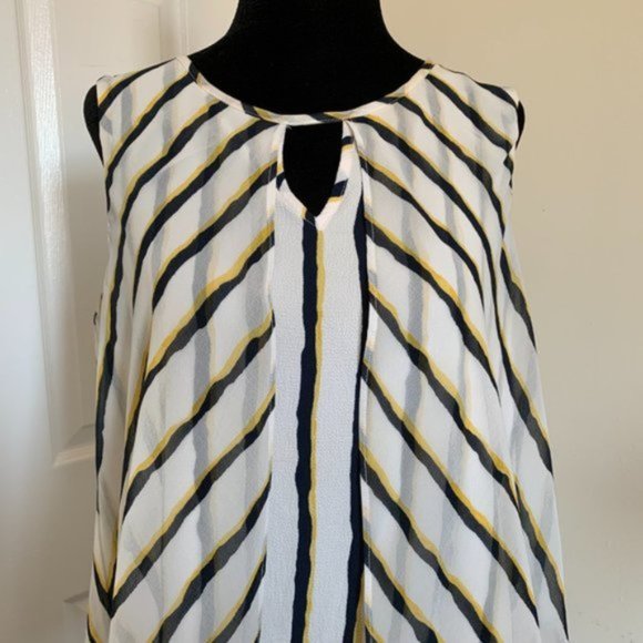 Striped Chiffon Overlay Blouse - Picture 2 of 4